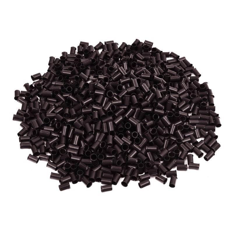 Vlasy Micro Rings Links Beads,3.4mm Microlink Beads Non-Silicone Copper Tubes Microbead for Hair Feathers,I-Tip Hair Extensions (1000Pcs, Dark Brown) - Image 1